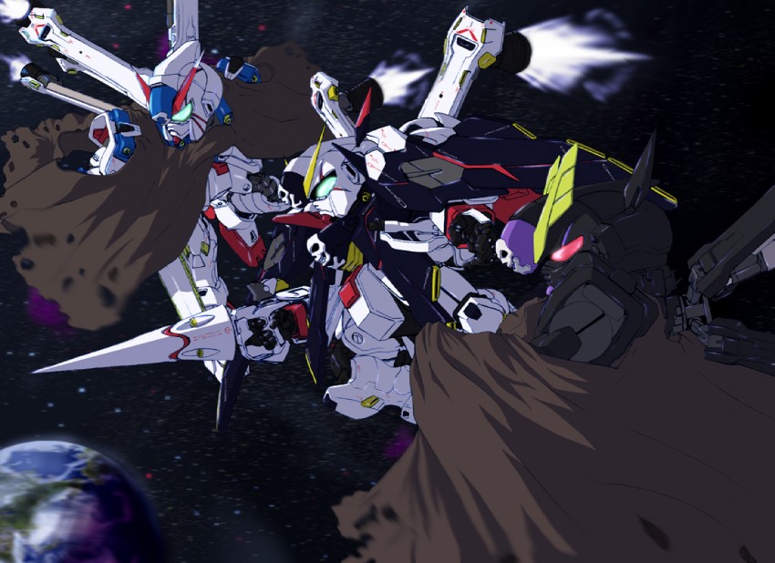 crossbone gundam x-1, crossbone gundam x-2, and crossbone gundam x-3 (gundam and 2 more) drawn by k.sho