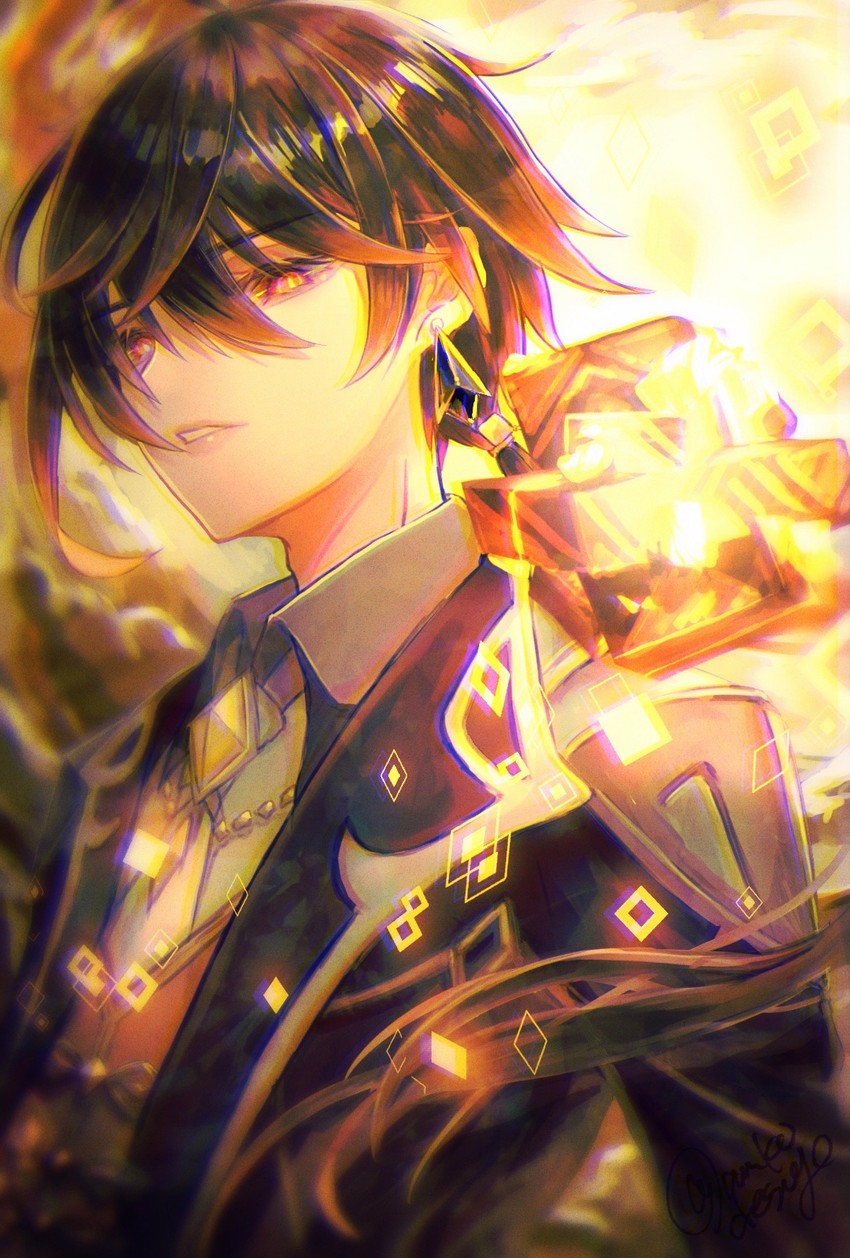 zhongli (genshin impact) drawn by sachikawa