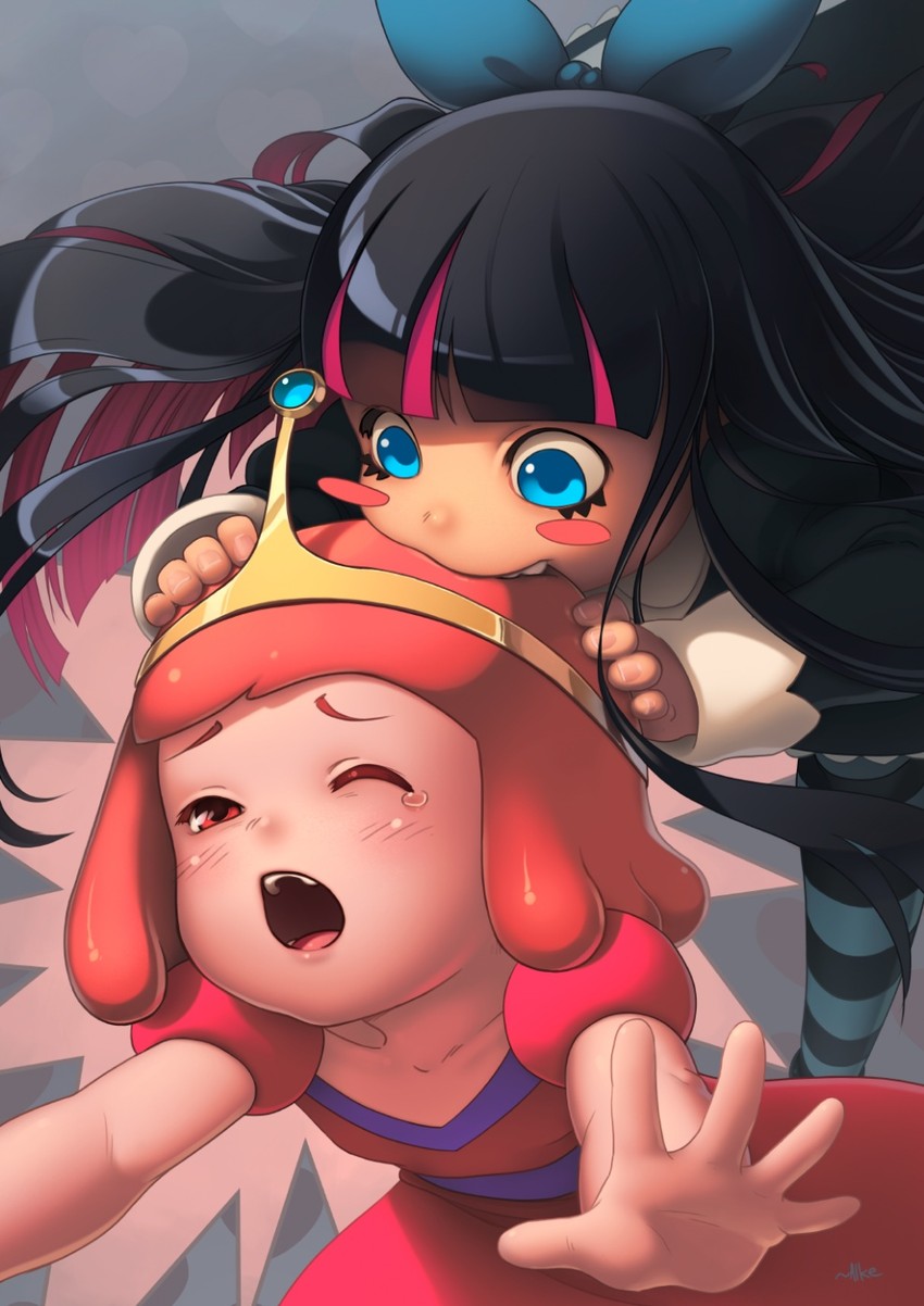 stocking and princess bonnibel bubblegum (panty & stocking with garterbelt and 1 more) drawn by alkemanubis
