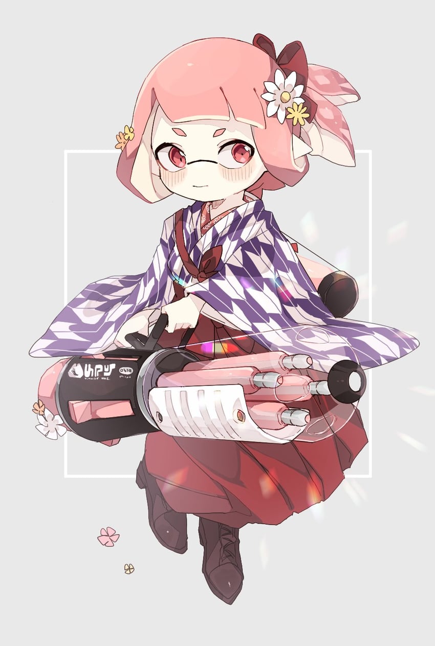 inkling player character and inkling girl (splatoon) drawn by ika_esu