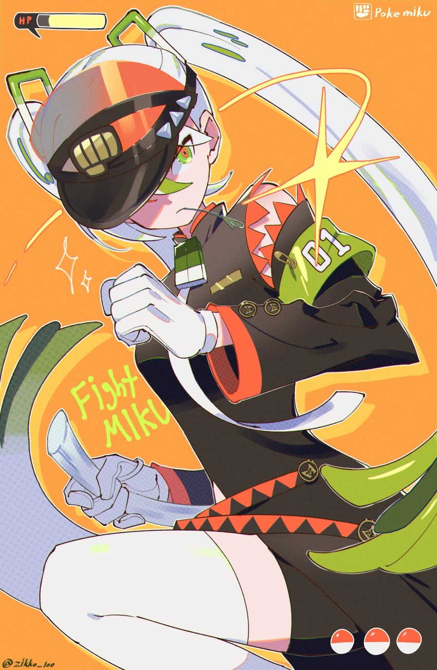hatsune miku and fighting miku (pokemon and 2 more) drawn by zikko_100