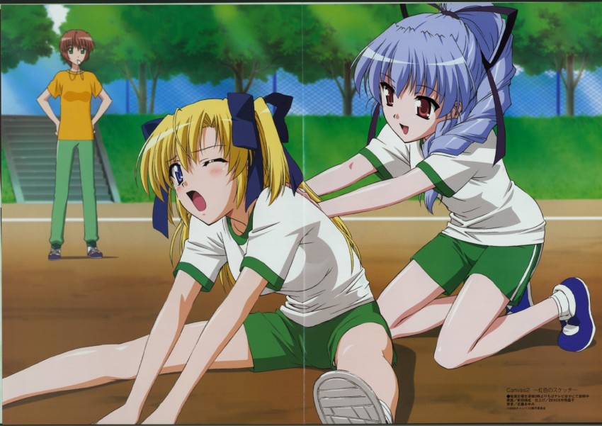 housen elis, fujinami tomoko, and kikyou kiri (megami magazine and 2 more) drawn by nitta_yasunari
