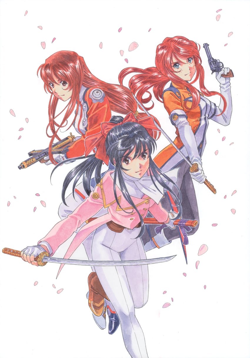 shinguuji sakura, erica fontaine, and gemini sunrise (sakura taisen and 2 more) drawn by matsubara_hidenori