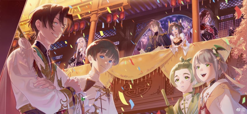 female master, male master, lianhua blood duck, yipin pot, boneless carp, and 3 more (the tale of food) drawn by xmjg