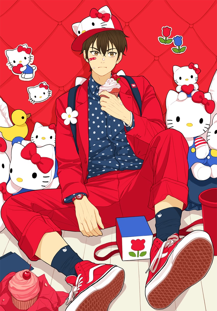 hello kitty and sawamura eijun (sanrio and 2 more) drawn by twoframe