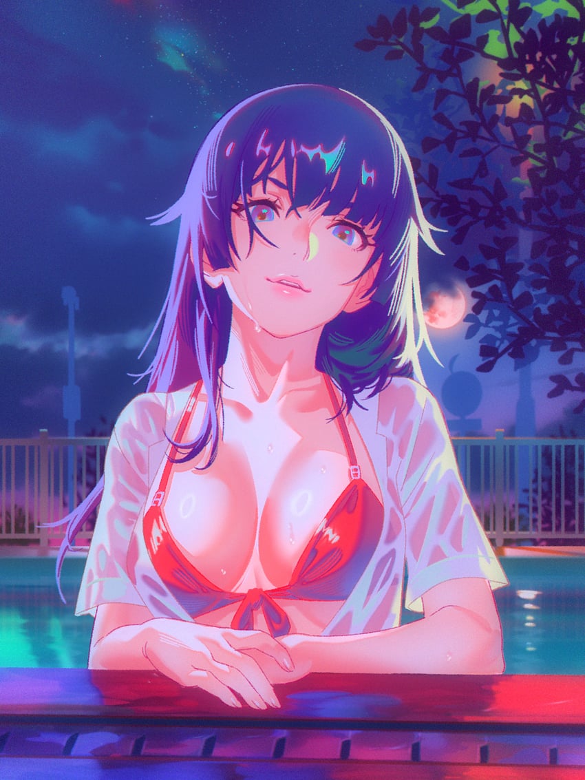 senjougahara hitagi (monogatari and 1 more) drawn by rapa_rachi