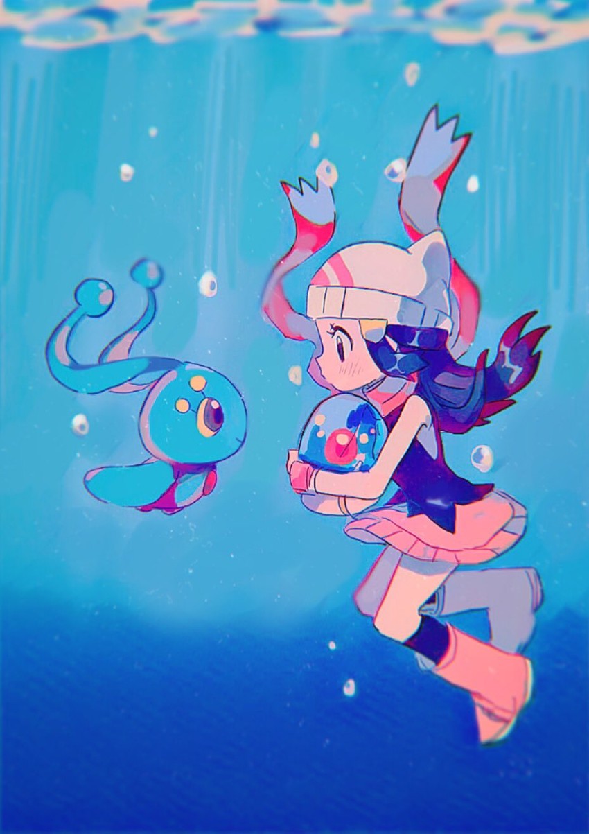 dawn and manaphy (pokemon and 1 more) drawn by hinann_bot