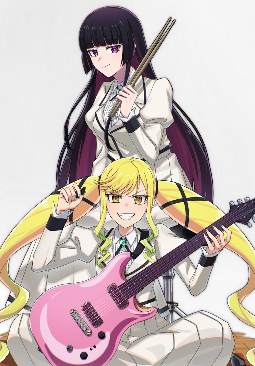 suzunomiya lilisa and kurogane otoha (rock wa lady no tashinami deshite) drawn by aoki_shizumi