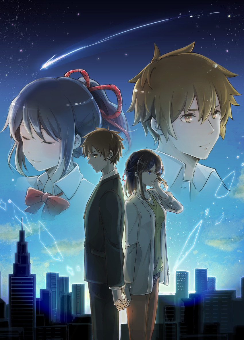miyamizu mitsuha and tachibana taki (kimi no na wa.) drawn by kazuhito_(1245ss)