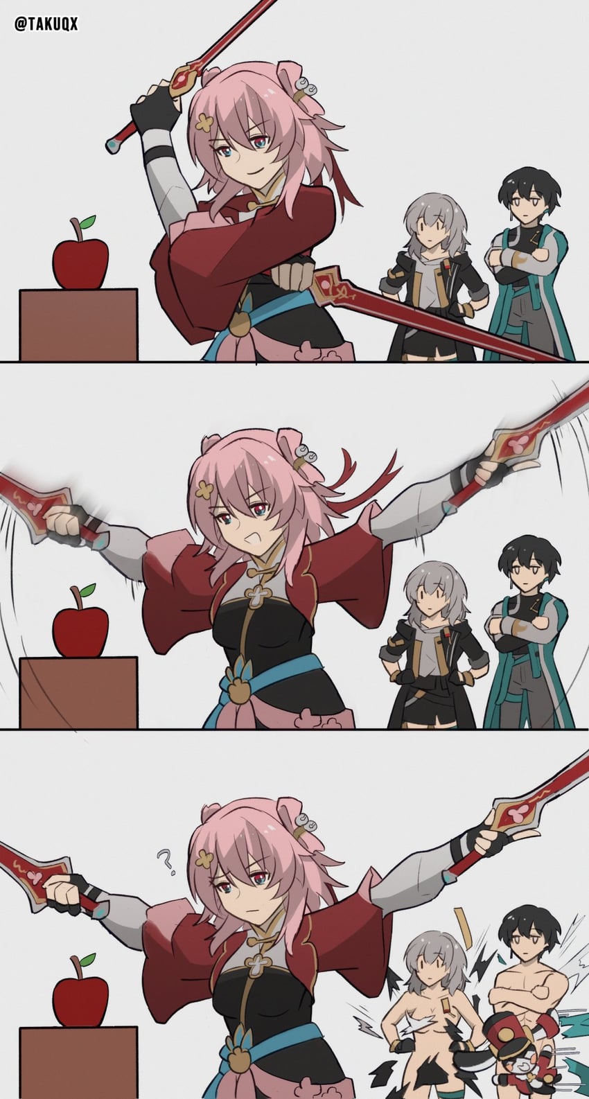 trailblazer, stelle, march 7th, dan heng, and pom-pom (honkai and 1 more) drawn by taku_(takuqx)