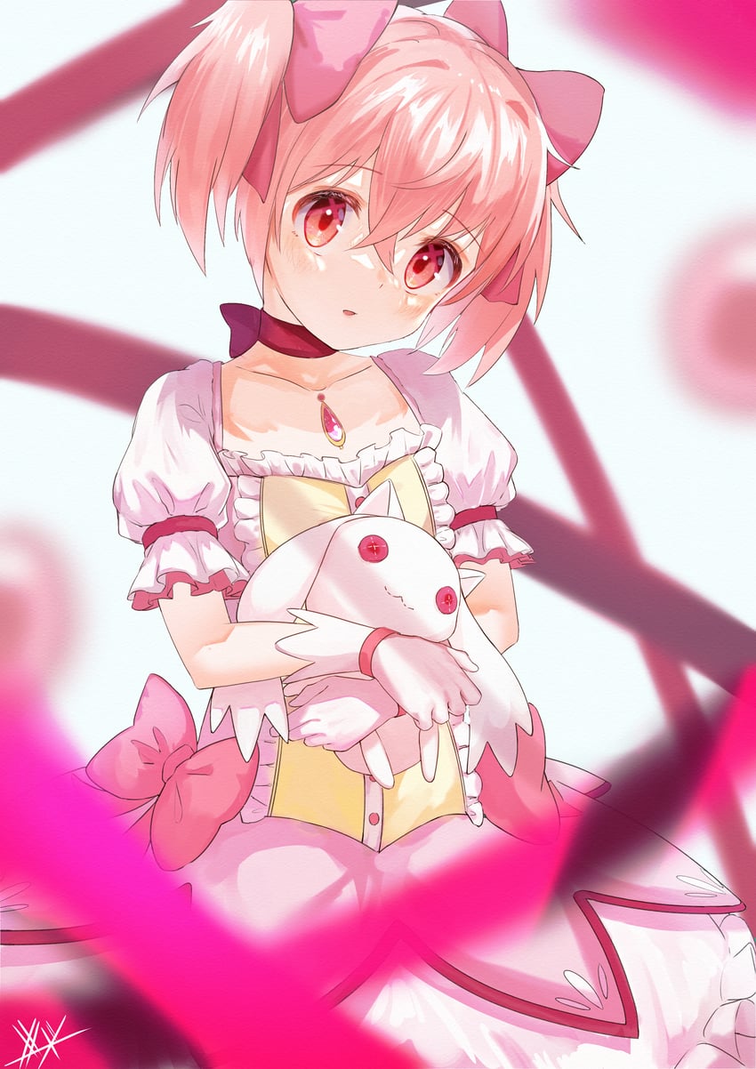 kaname madoka and kyubey (mahou shoujo madoka magica) drawn by tsubameno