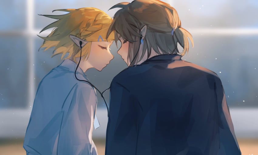 link and princess zelda (the legend of zelda and 1 more) drawn by yumiyumo3o
