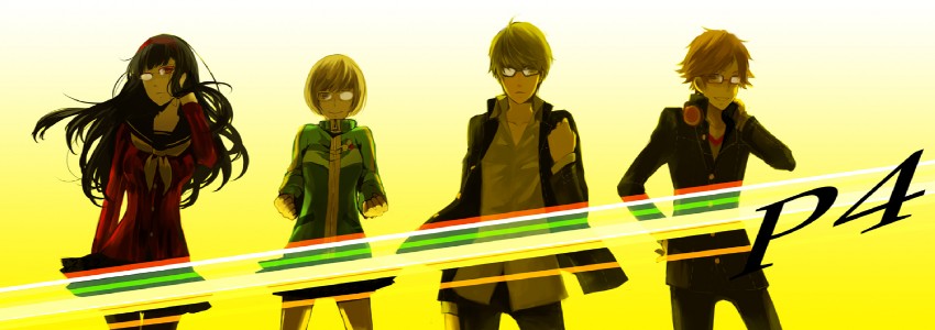 narukami yu, satonaka chie, amagi yukiko, and hanamura yousuke (persona and 1 more) drawn by melo