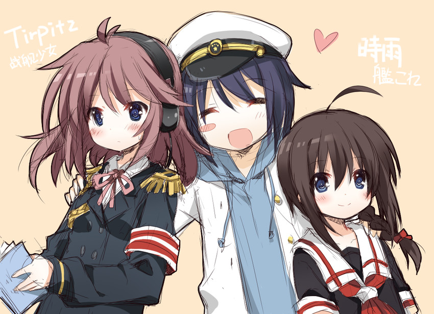 admiral, shigure, and tirpitz (kantai collection and 1 more) drawn by shenbei_xiaoqiu