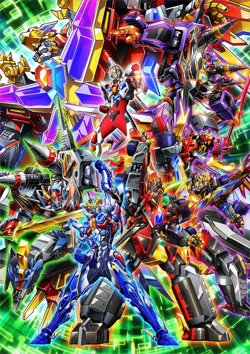 dynazenon, gridman, gridknight, gridman universe fighter, kaiser gridknight, and 5 more (gridman universe and 3 more) drawn by mutaguchi_hiroki