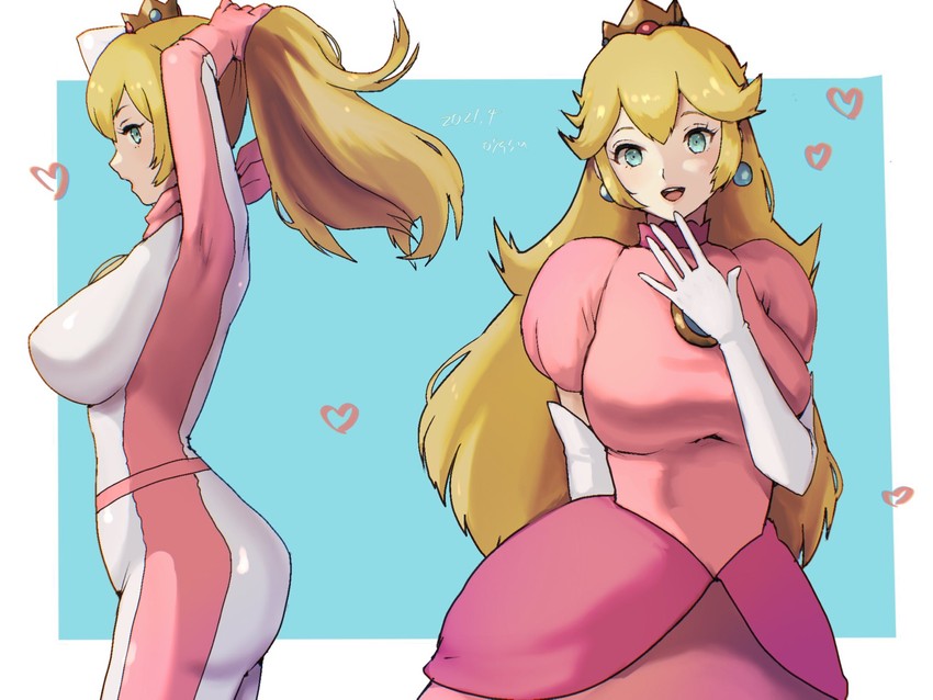 princess peach and biker peach (mario and 2 more) drawn by yamamori_kinako