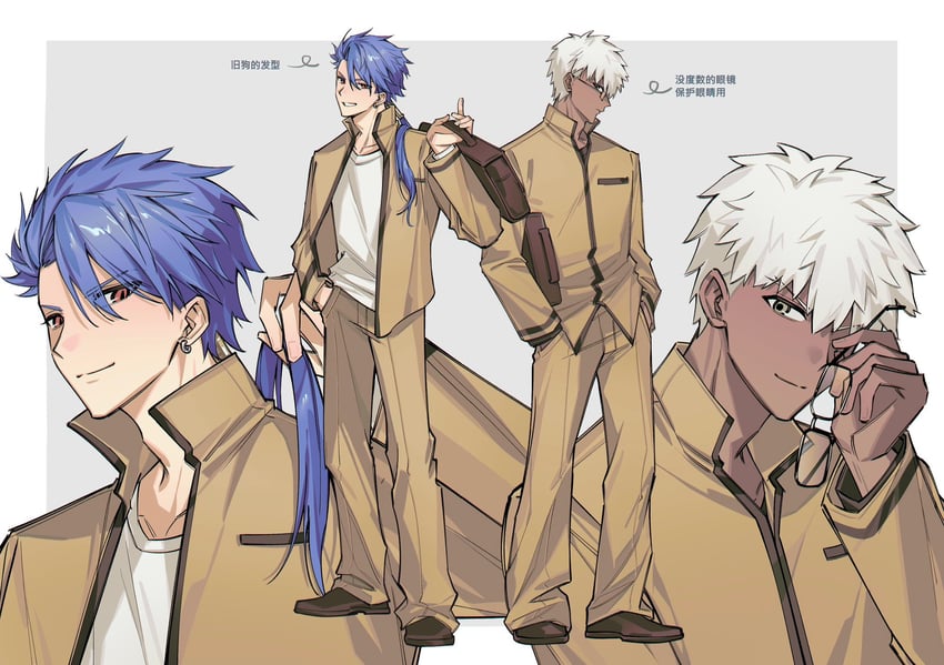 cu chulainn and archer (fate and 1 more) drawn by y111111n
