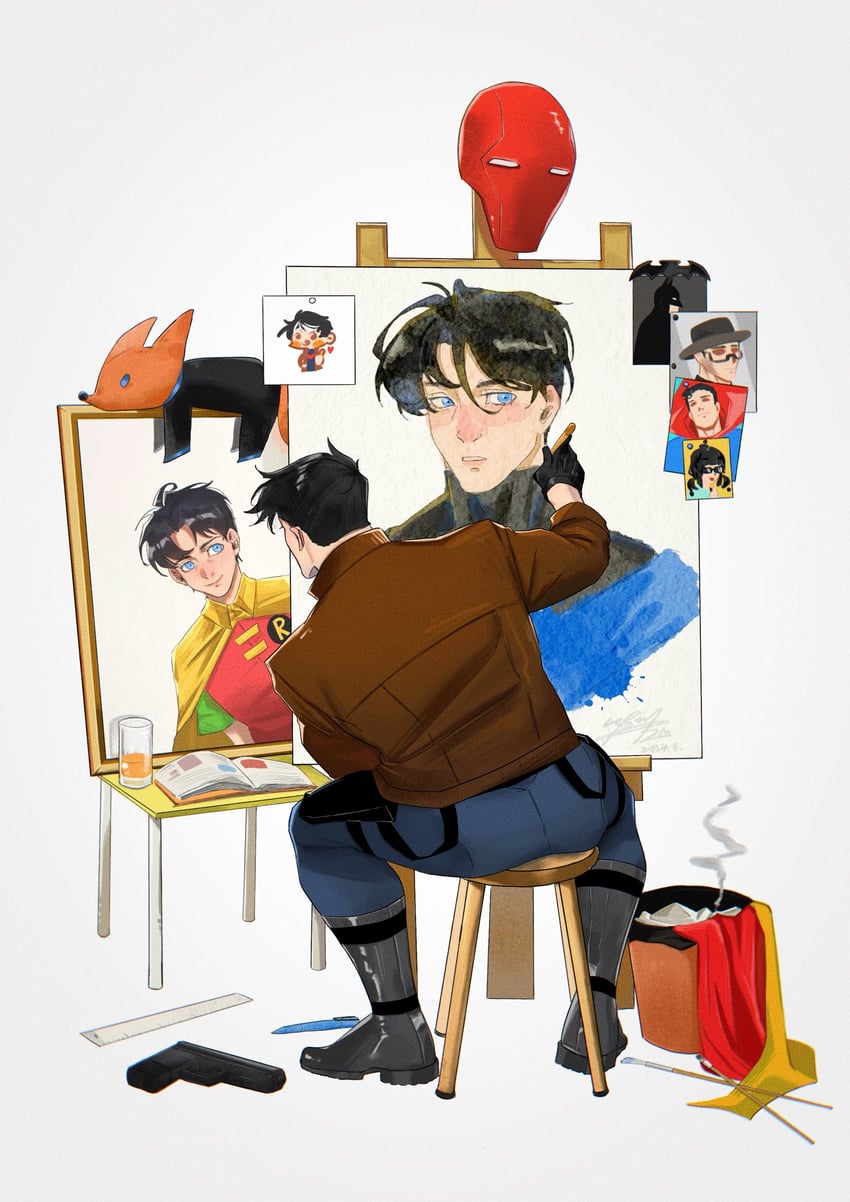 robin, superman, dick grayson, jason todd, nightwing, and 1 more (dc comics and 2 more) drawn by smallstarrrr