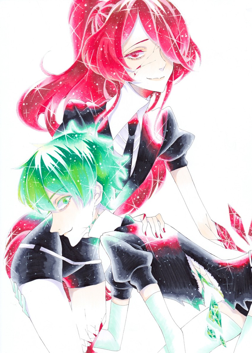 ruby and green diamond (houseki no kuni) drawn by kanitohituzi
