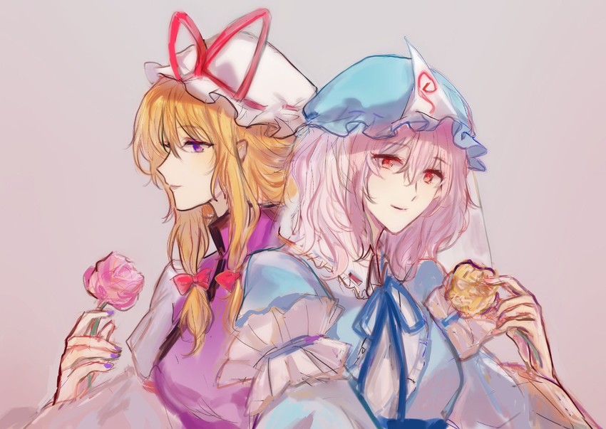 yakumo yukari and saigyouji yuyuko (touhou) drawn by hu_su