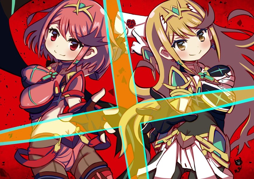 pyra and mythra (xenoblade chronicles and 2 more) drawn by ma2acworks