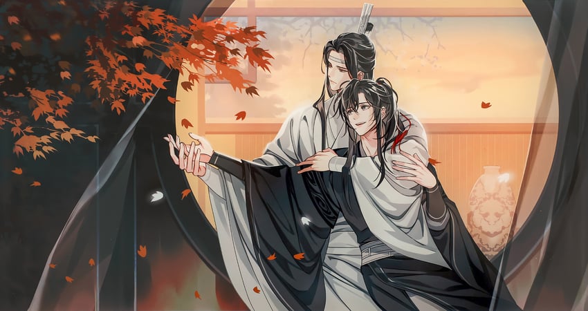 wei wuxian and lan wangji (modao zushi) drawn by gearous