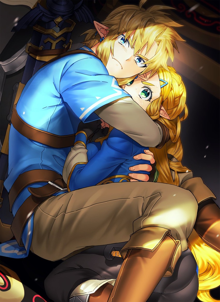 link and princess zelda (the legend of zelda and 1 more) drawn by michingeaa