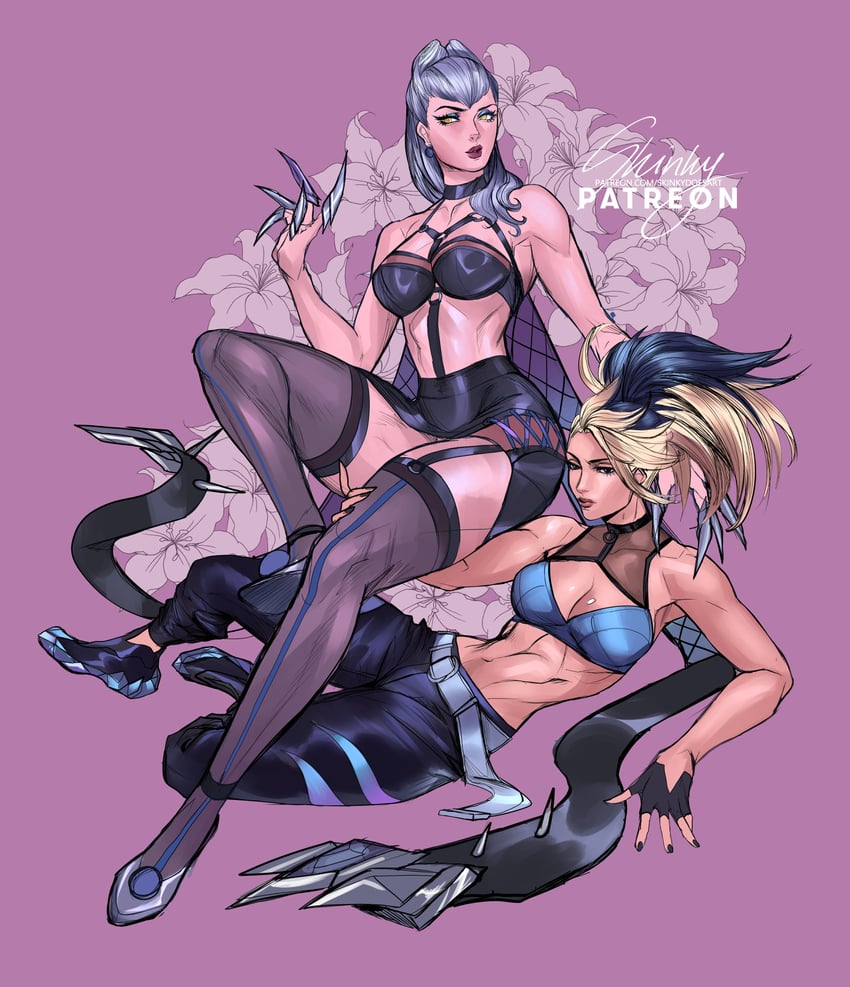 akali, evelynn, k/da all out evelynn, and k/da all out akali (league of legends) drawn by sleinyeswownc
