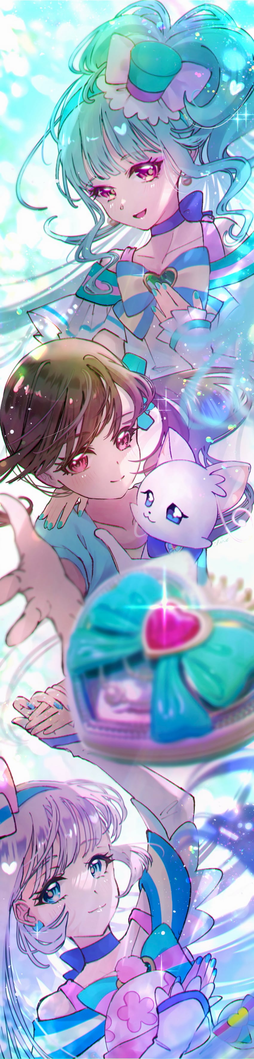 nekoyashiki yuki, nekoyashiki mayu, cure nyammy, and cure lillian (precure and 1 more) drawn by minccino7