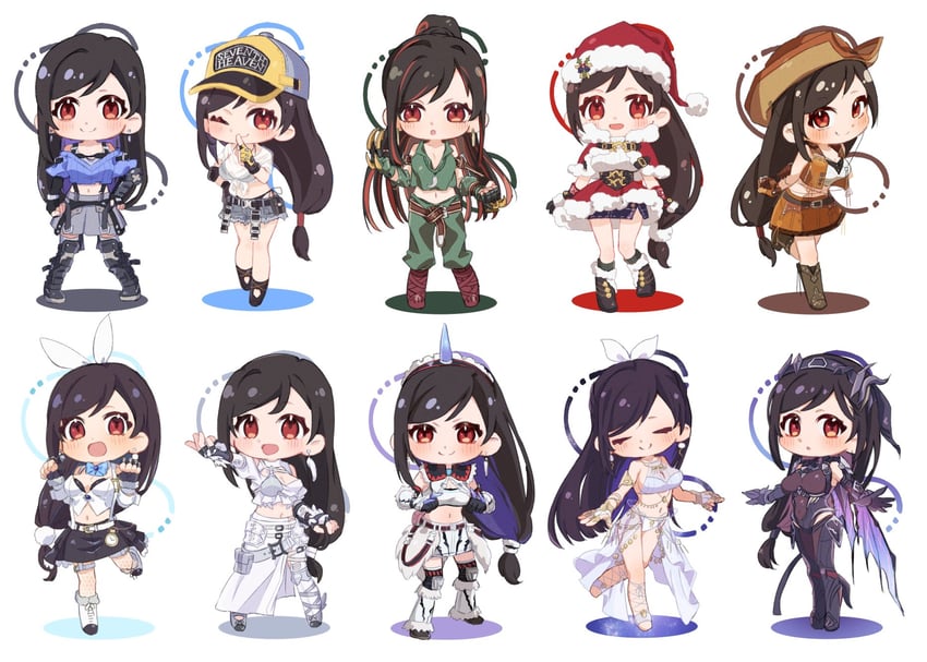 tifa lockhart and salamander coral (final fantasy and 3 more) drawn by konbu7733