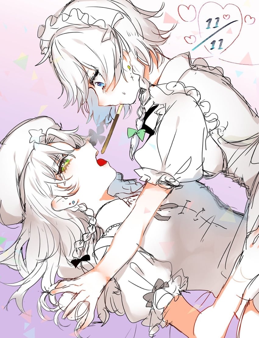 izayoi sakuya and hong meiling (touhou) drawn by suzune_hapinesu