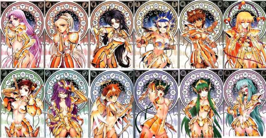 pisces aphrodite, aries muu, aquarius camus, virgo shaka, gemini saga, and 7 more (saint seiya) drawn by future_studio_(artist) and mu_fengchun