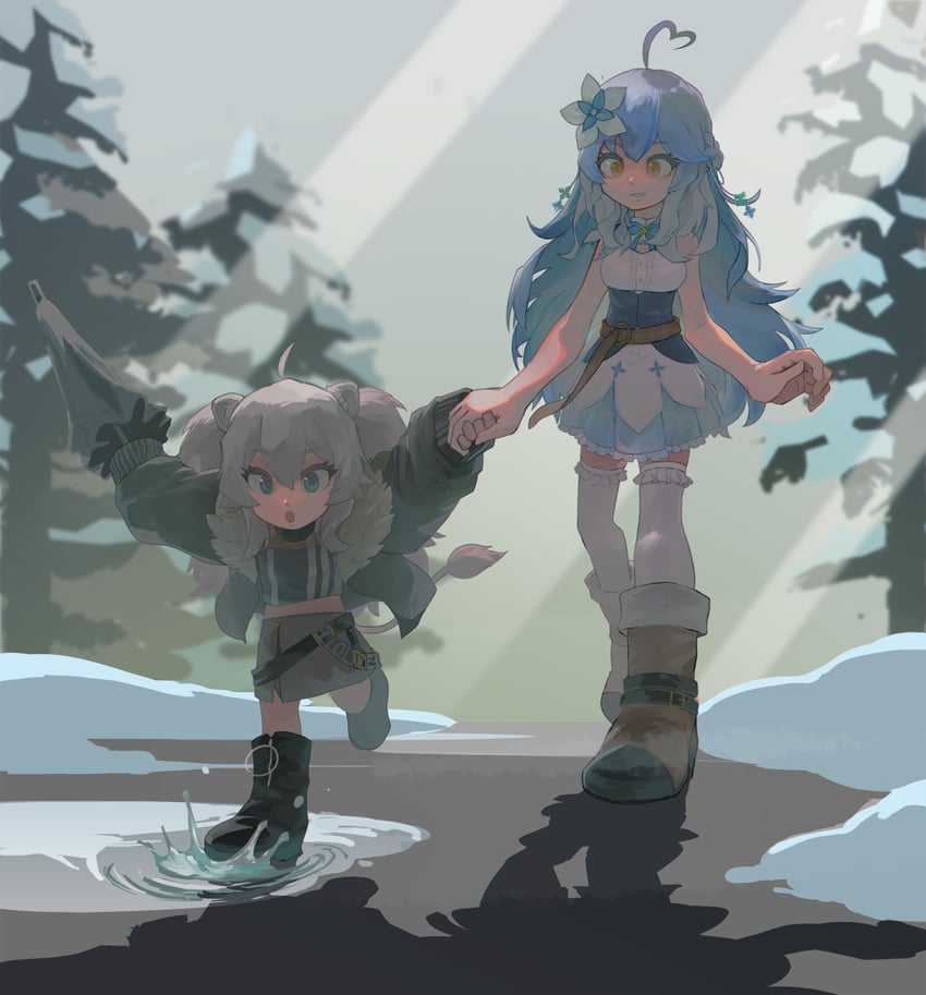 yukihana lamy and shishiro botan (hololive) drawn by mato_(target5260)