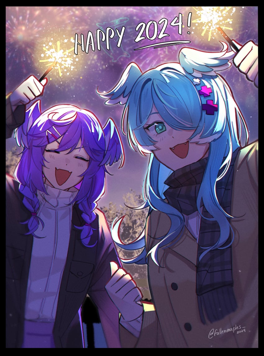elira pendora and selen tatsuki (nijisanji and 1 more) drawn by fallenmaples