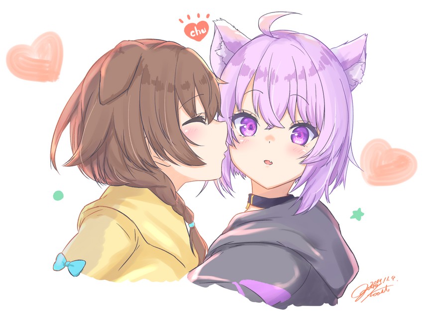 nekomata okayu and inugami korone (hololive) drawn by ogura_toast