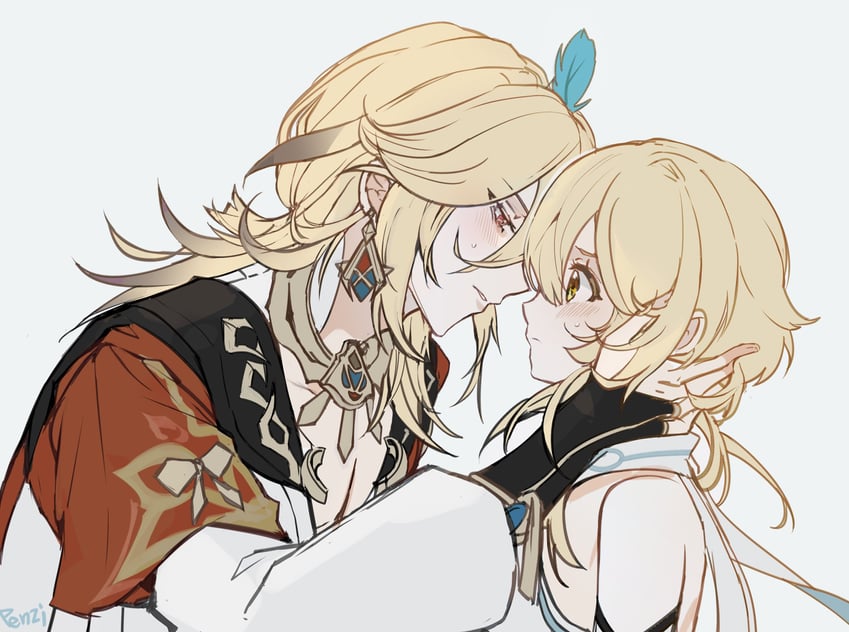 lumine and kaveh (genshin impact) drawn by penzi_(mok_pen)