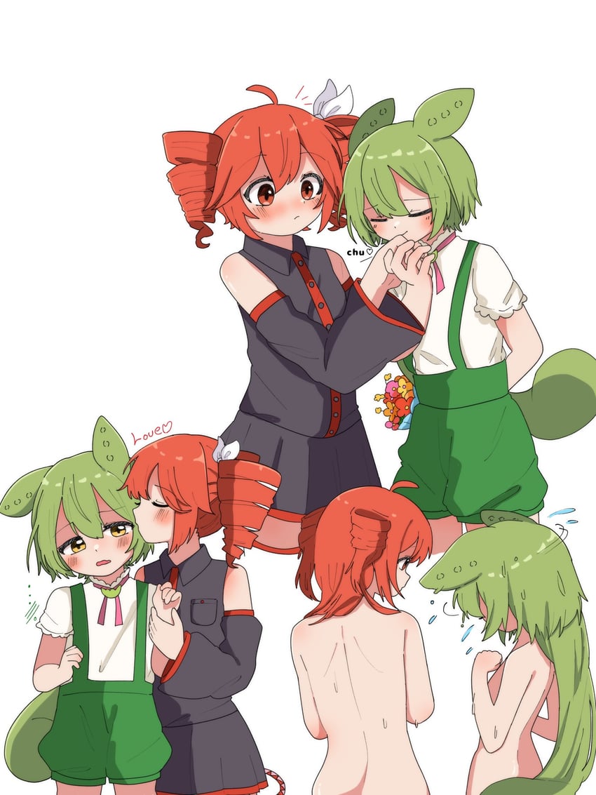 kasane teto and zundamon (voiceroid and 2 more) drawn by haru_maron