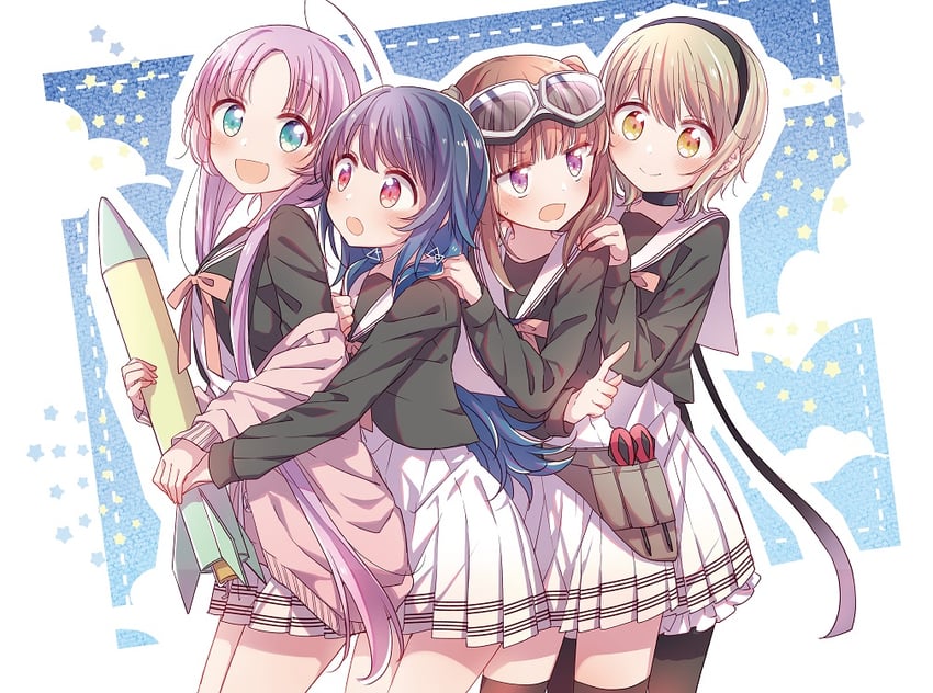 konohoshi umika, akeuchi yuu, takaragi haruno, and raimon matataki (hoshikuzu telepath) drawn by ookuma_rasuko