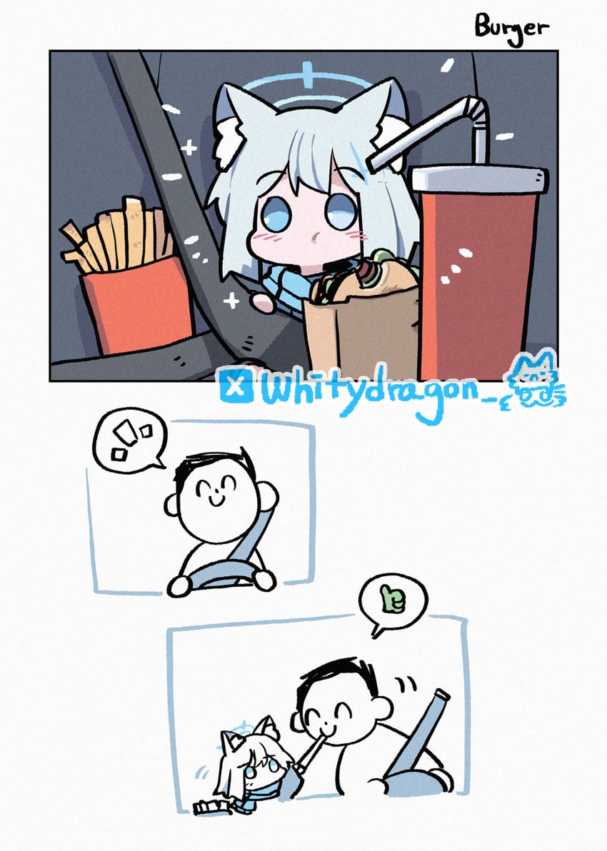 sensei, doodle sensei, and shiroko (blue archive) drawn by whitydragon