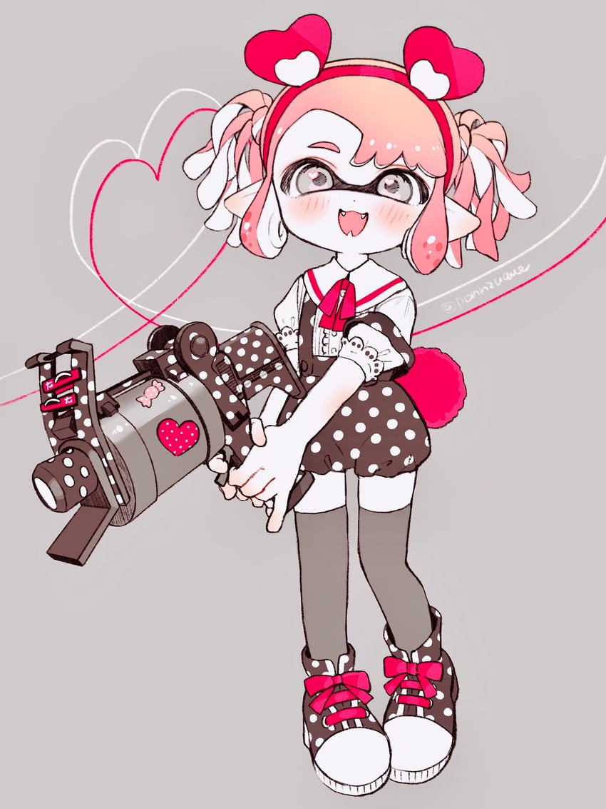 inkling player character and inkling girl (splatoon) drawn by amezawa_koma