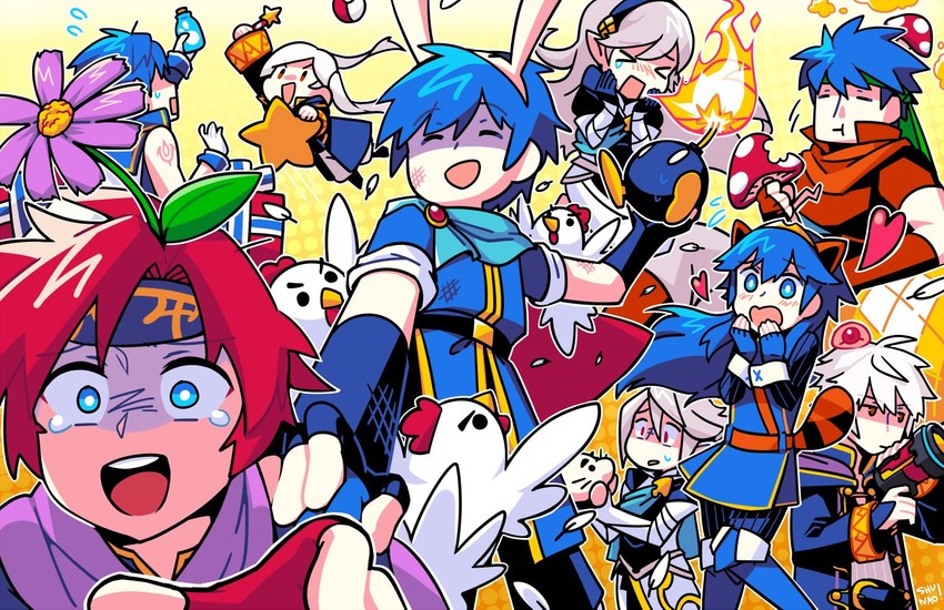 lucina, female corrin, female robin, ike, male robin, and 6 more (pokemon and 12 more) drawn by lyn_(shunao)