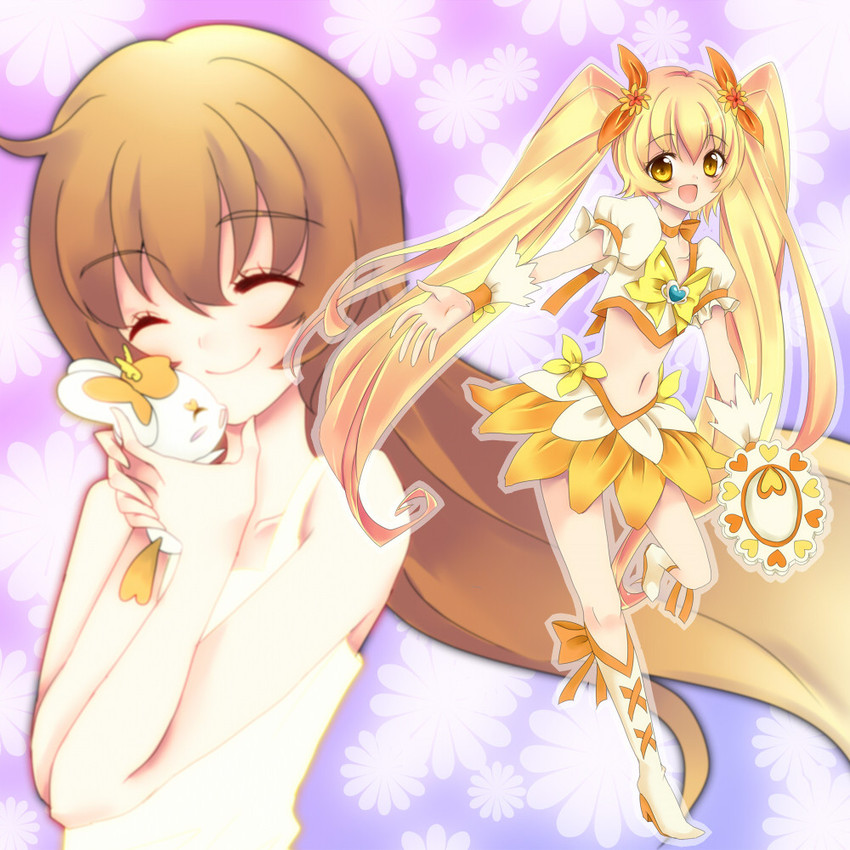 myoudouin itsuki, cure sunshine, and potpourri (precure and 1 more) drawn by uzuki_aki