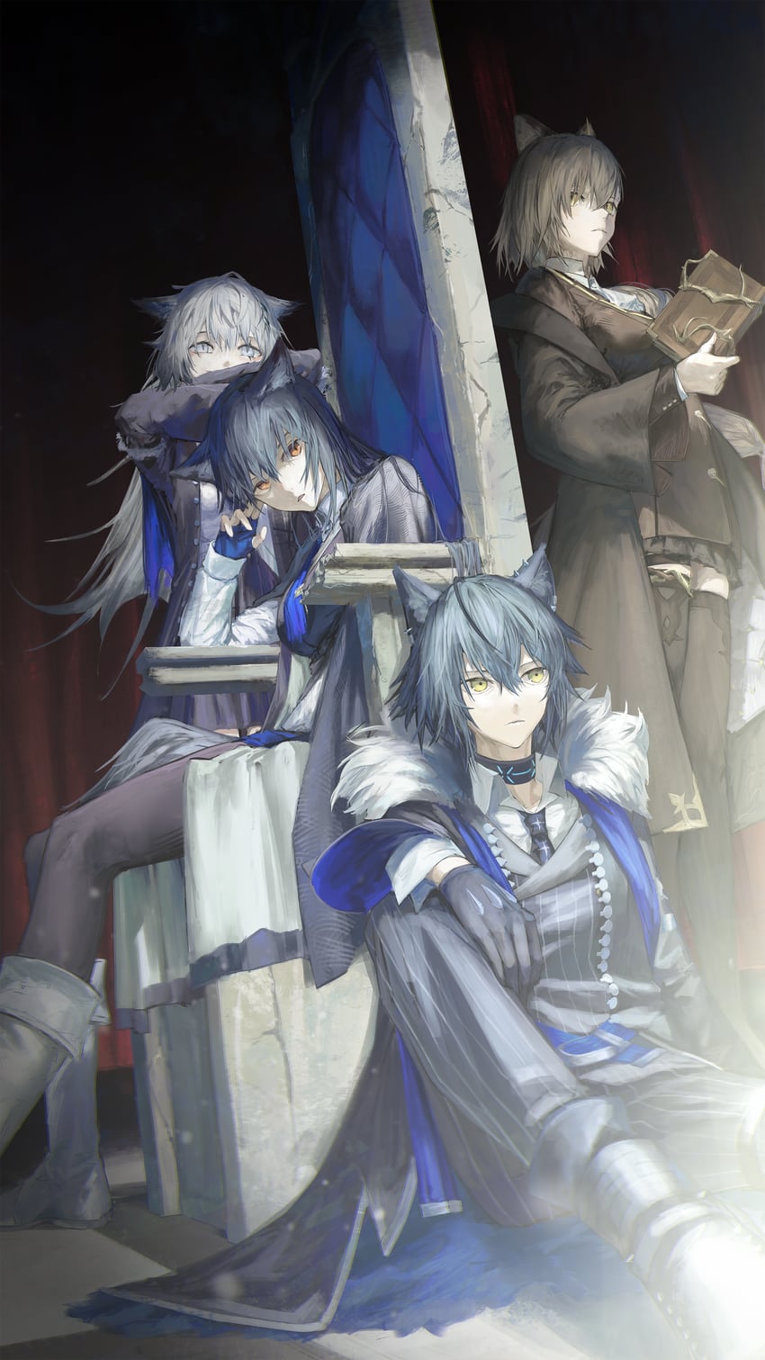 texas, lappland, texas the omertosa, penance, and vigil (arknights) drawn by gyoukan_(jfxc)