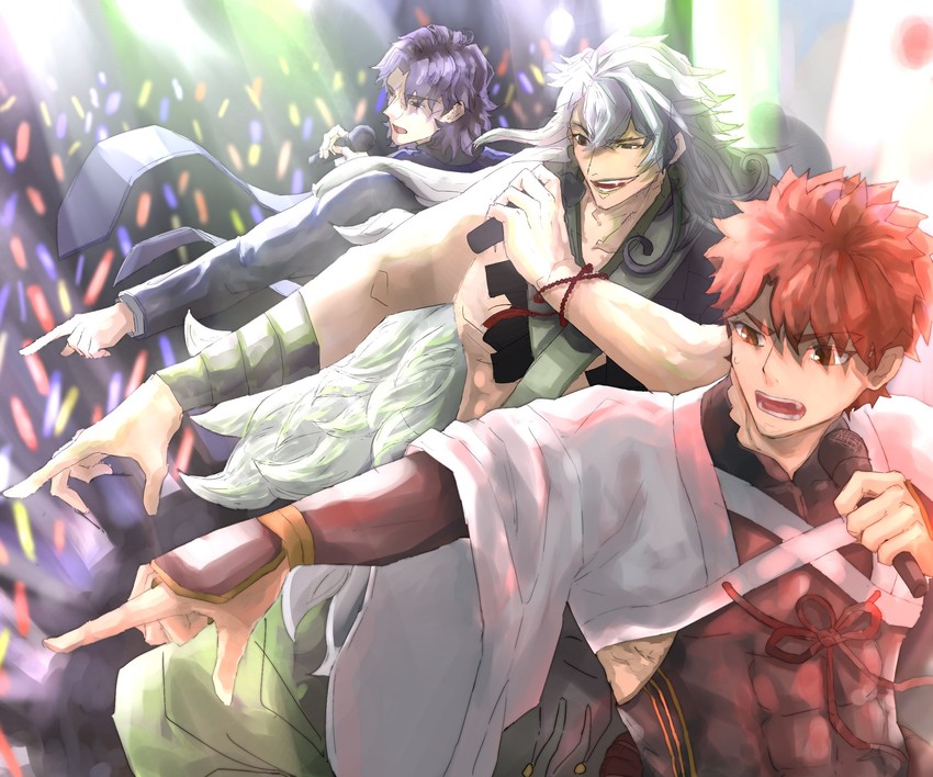 emiya shirou, kotomine kirei, ashiya douman, senji muramasa, and grigori rasputin (fate and 1 more) drawn by umekonbu_daisuki