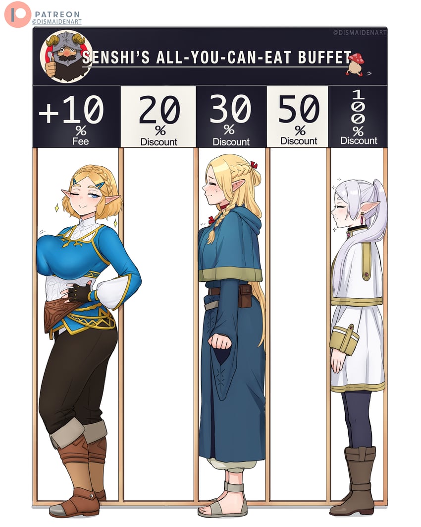 princess zelda, frieren, marcille donato, and senshi (the legend of zelda and 3 more) drawn by dismaiden