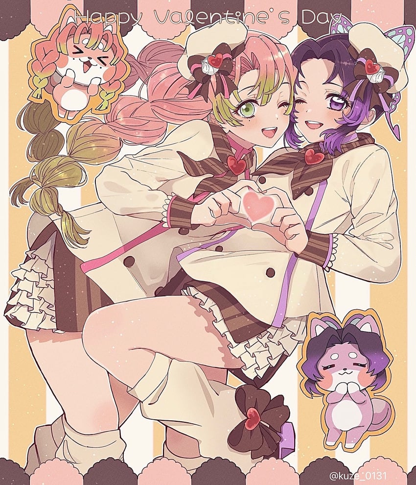 kochou shinobu and kanroji mitsuri (kimetsu no yaiba) drawn by kuze_0131