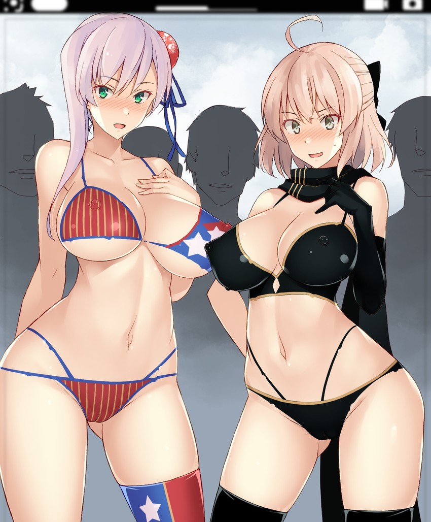 okita souji, miyamoto musashi, and okita j. souji (fate and 1 more) drawn by nakamura_yukitoshi