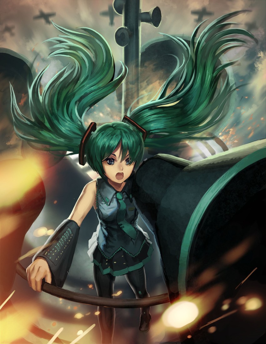 hatsune miku (vocaloid and 1 more) drawn by lewmus