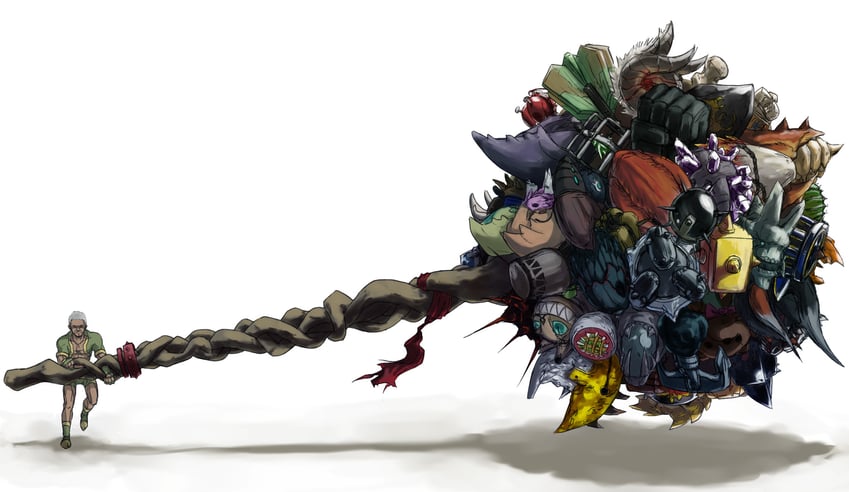 nargacuga, khezu, yian kut-ku, fatalis, diablos, and 6 more (monster hunter) drawn by makie_fujiyuki