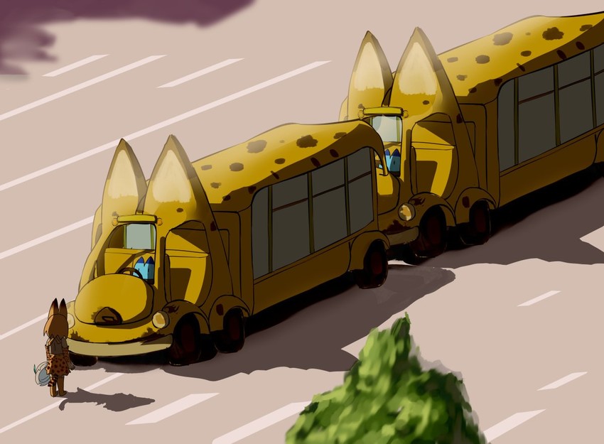 serval and lucky beast (kemono friends and 1 more) drawn by bee_sang_(ms0603749)
